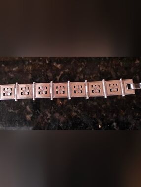 Vintage Sterling Silver Flower 7" Link Braceley EC Boyer